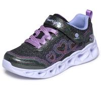 Skechers Scarpe da Ginnastica da Ragazza con luci a Cuore, in Tessuto Nero/Sintetico con Finiture Multiple, 1 Bambino UK
