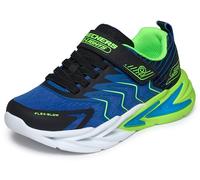 Skechers Scarpe da Ginnastica Flex-Glow Ultra da Ragazzo, Colore Nero e Blu, Sintetico/Tessuto/Lime, Taglia 42