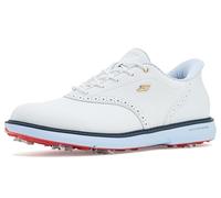 Skechers Scarpe Impermeabili da Uomo Go Golf Prestige, Bianco/Blu Navy/Rosso, Taglia 40