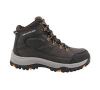 Skechers per uomo. 204642 Stivaletti Relment - Pelmo Nero (44), Pelle, Marrone, 3 a 5cm, Stringhe, Outdoor, All'aperto