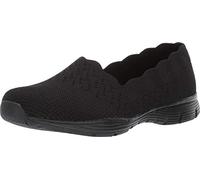 Skechers Seager-Stat-Scalloped Collar, Engineered Skech Slip-on-Classic Fit, Mocassino Donna, Black Black Flat Knit BBK, 36 EU Larga