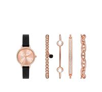 Skechers Set regalo orologio al quarzo da donna, Nero/Oro Rosa Perla