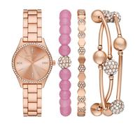 Skechers Set regalo orologio da donna e bracciale impilabile, Oro rosa/rosa, Set Bracciale Donna
