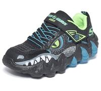 Skechers Sneaker Skech-o-Saurus Lights 2.0 Bambino, Tessuto Sintetico Nero con Finiture in Calce Blu, 12.5 UK Child