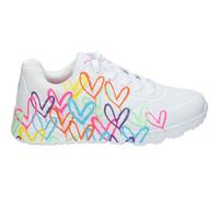 SKECHERS | Skechers Uno Lite Spread the Love Sneakers da donna - Sneakers con stampa a cuore bianco - Sneakers con lacci - Memory foam raffreddata ad aria - Comode e versatili - Modello 314064L-WMN EU