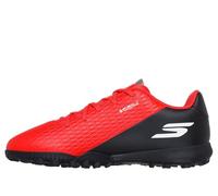 Skechers SKX_2 Jr Youth TF Boots-Precise Strike Control, Scarpa da Calcio Leggera per Tappeto erboso, Rosso Sintetico/Finiture Nere, Taglia 4