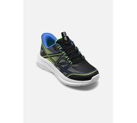 Skechers Bambini e Ragazzi Microspec Velocity Grid-Shift Sneaker, Black Synthetic Textile Blue & Lime Trim, 27 EU