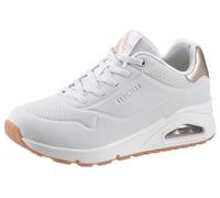 Skechers Donna Uno Shimmer Away Trainers, White Durabuck, Rose Gold Duraleather/Mesh Tr, 38 EU
