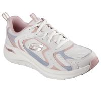 Skechers Sneaker da Donna Arch Fit 2.0 Vintage Luxe, Pelle Rosa Mesh Grigio Trim, 36 EU