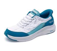 Skechers Sneaker da Donna Contour Foam Cozy Fit Hands Free Slip-in Sneaker, Bianco/Turco, 38.5 EU