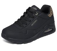 Skechers Sneaker da Donna Uno Jungle Nite, Black Durabuck Leopard Printed Suede Mesh T, 39 EU