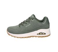 Skechers Sneaker da Donna Uno Rugged Chillproof, Finitura in Pelle Scamosciata Verde Oliva con Ricamo, 37.5 EU