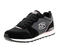 Skechers Sneakers Og 85 Step N Fly da Donna, Pelle Scamosciata Nera/Rete/duraleather con Finiture Rosa, Taglia 36