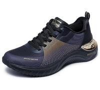 Skechers Snoop Ace Cyber Walker, Scarpe da Ginnastica Donna, Black And Gold Mesh/Hot Melt/Gold Trim, 39 EU