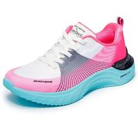 Skechers Snoop Ace Cyber Walker, Scarpe da Ginnastica Donna, White, Black And Pink Mesh/Hot Melt/Blue TR, 38 EU