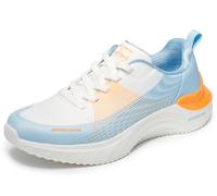 Skechers Snoop Ace Cyber Walker - Sneaker da Uomo, in Rete Bianca e Blu, con Finiture Arancioni, Taglia 42