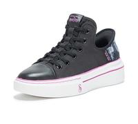 Skechers Snoop One Og - Sneaker da Donna in Pelle, Tela Nera con Finiture Viola, 38.5 EU