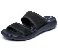 Skechers Sandalo Sportivo Slim Donna, Nero/nero, 38 EU