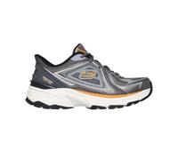 Skechers Stamina Sport Kordae, Scarpe da Ginnastica Uomo, Charcoal Leather/Orange Mesh/Pu, 43 EU