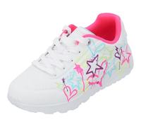 Skechers Street Girls, Sneaker, White Synthetic/Neon Multi Trim, 35.5 EU