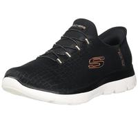 Skechers Summits Classy Night Sneaker da Donna, Senza Lacci, Senza Lacci, Nero Oro Rosa, 38.5 EU