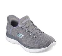 Skechers Summits Hands-Free Slip-ins - Memory Foam Insole, Heel Pillow, Vegan Materials, Scarpe da Ginnastica Donna, Grigio Menta, 36 EU Larga