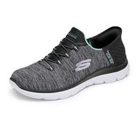 Skechers Summits Hands-Free Slip-ins - Memory Foam Insole, Heel Pillow, Vegan Materials Sneaker, Nero/Turchese, 40 EU