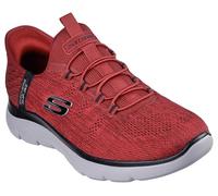 Skechers Summits Key Pace - Mocassini da uomo senza lacci, Rosso/nero, 44 EU