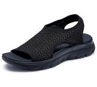Skechers Summits-Outta Here, Sandalo Sportivo Donna, Nero, 38.5 EU