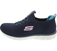 Skechers Summits Top Player, Scarpe da Ginnastica Donna, Navy Knit Teal Pink Trim, 38 EU