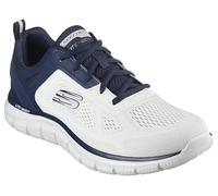 Skechers Traccia più Ampia, Sneaker Uomo, Finiture Blu Navy in Maglia di Poliuretano con Ingegnerizzazione Bianco Sporco, 40 EU