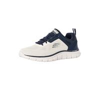 Skechers Traccia più Ampia, Sneaker Uomo, Finiture Blu Navy in Maglia di Poliuretano con Ingegnerizzazione Bianco Sporco, 46 EU