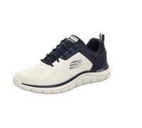 Skechers Traccia più Ampia, Sneaker Uomo, Finiture Blu Navy in Maglia di Poliuretano con Ingegnerizzazione Bianco Sporco, 43 EU