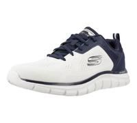 Skechers Traccia più Ampia, Sneaker Uomo, Finiture Blu Navy in Maglia di Poliuretano con Ingegnerizzazione Bianco Sporco, 40 EU