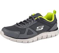 Skechers Track Bucolo, Scarpe running Uomo, Charcoal Black Leather Mesh Lime Trim, 41.5 EU