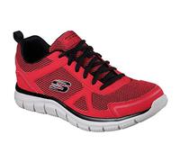 Skechers Track Bucolo, Scarpe Running Uomo, Red Leather Black Mesh Trim, 47.5 EU