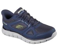 Skechers Track Ezral 2026 - Scarpe da Ginnastica da Uomo, in Memory Foam, comode e raffreddate ad Aria, Pelle Navy Lime Mesh Pu, 10.5 UK Wide