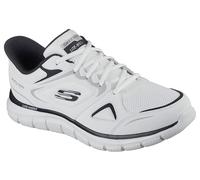 Skechers Track Ezral, Scarpe da Ginnastica Uomo, White Leather/Black Mesh/Pu, 42 EU