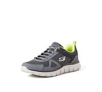 Skechers Track Bucolo, Scarpe Uomo, Charcoal & Black Leather Mesh Lime Trim, 39.5 EU