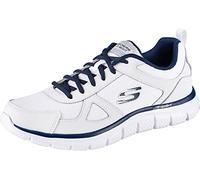 Skechers Track Scloric, Sneaker, Uomo, Bianco White Leather Mesh Pu Navy Trim, 42.5 EU