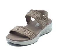 Skechers Ultra Flex 164090 Mocha Sandali per Donna in tessuto con chiusura a str