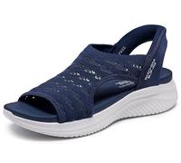 Skechers Sandali da donna Ultra Flex 3.0-Sun Warmth Hands Free Slip-in Sandalo, Navy, 39 EU