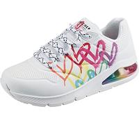 Skechers Sneakers Donna Uno 2 Floating Love Duraleather Multicolore Stampa Cuori 41 Bianco