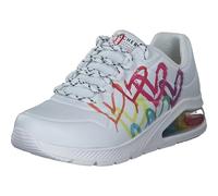 Skechers Uno 2 Amore Galleggiante, Scarpe da ginnastica Donna, Wht Duraleather Multi Color Heart Print Trim, 39.5 EU
