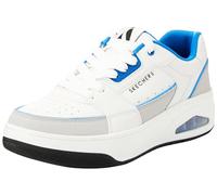 Skechers Uno Court, Sneaker Uomo, Pelle Bianca E Grigio Duraleather Blu M, 43 EU