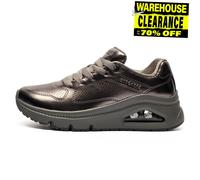Skechers Uno Icon Lustrous Air Scarpe Donna Silver In Pano Pelle Con Lacci