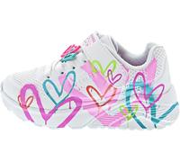 Skechers Uno Lite Heart Status - Sneaker da Bambina, Colore: Bianco Sintetico/con Finiture Multiple, 3 UK