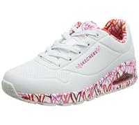 Skechers Uno Loving Love, Scarpe da ginnastica Donna, Bianco White Durabuck Red Mesh Trim, 37.5 EU