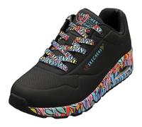 Skechers Uno Ravaged LoveSneaker da Donna, Nero Duraleather Multi Trim, 39 EU