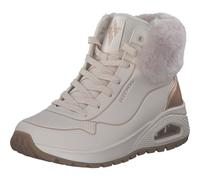 Skechers Uno Rugged Fall Shimmer, Stivaletto Donna, Natural Durabuck/Gold Metallic/Faux Fur, 38.5 EU